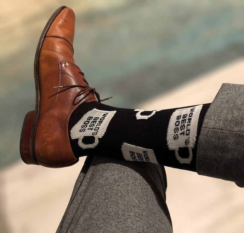Balanced Co. World's Best Boss Dress Socks Michael Scott Funny (Black) - Image 3
